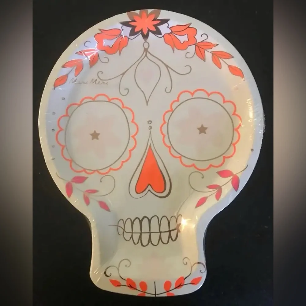 NEW Meri Meri Sugar Skulls Dia De Los Muertos Halloween Plates And Napkins